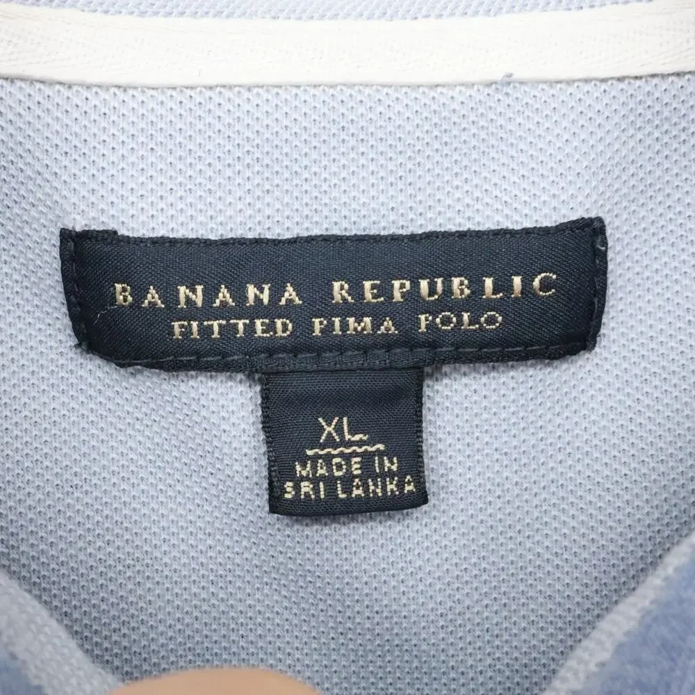 Banana Republic Polo Shirt Mens XL Blue Fitted Pima All Cotton Knit Preppy